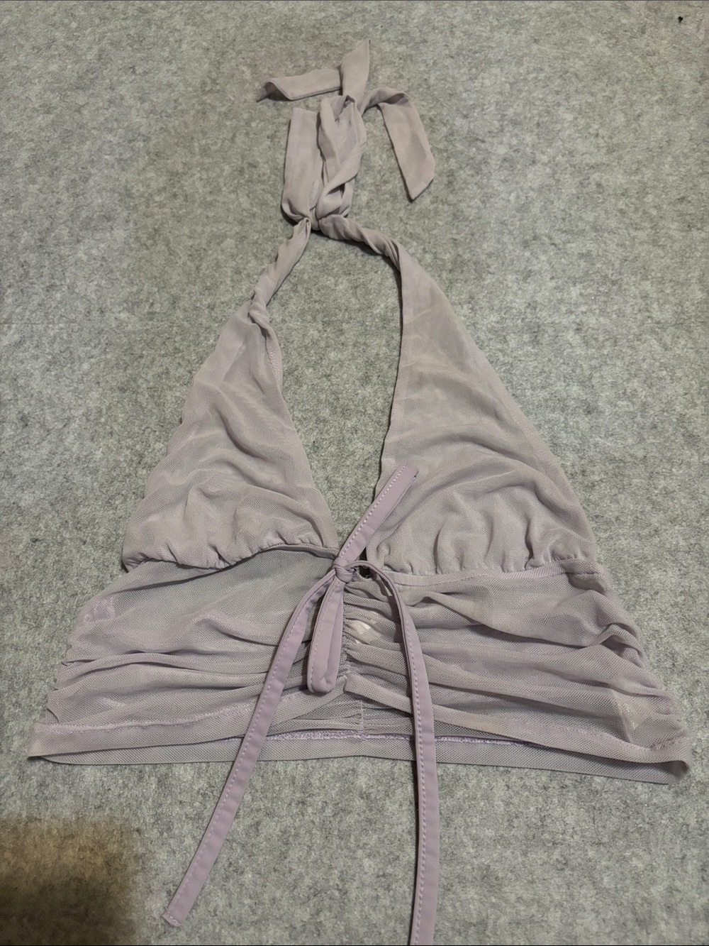 Rave Wonderland Sheer Mesh Lavender Halter Tie Crop Top